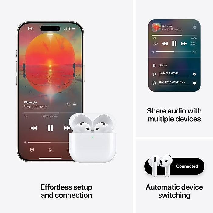 Apple AirPods 4 Wireless Ambient Sound Earbuds White MXP63LL/A